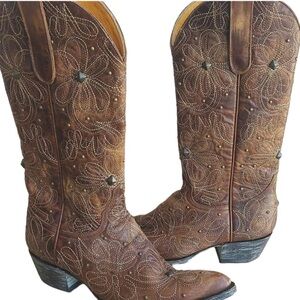 Old Gringo Brown Floral Embroidered Heeled Boots